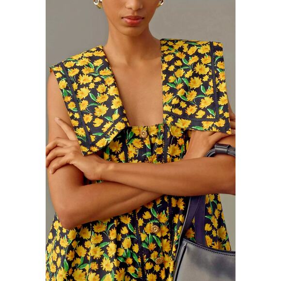 NWT Maeve Cottagecore Collared Poplin Swing Mini Dress Sz S - Picture 4 of 9